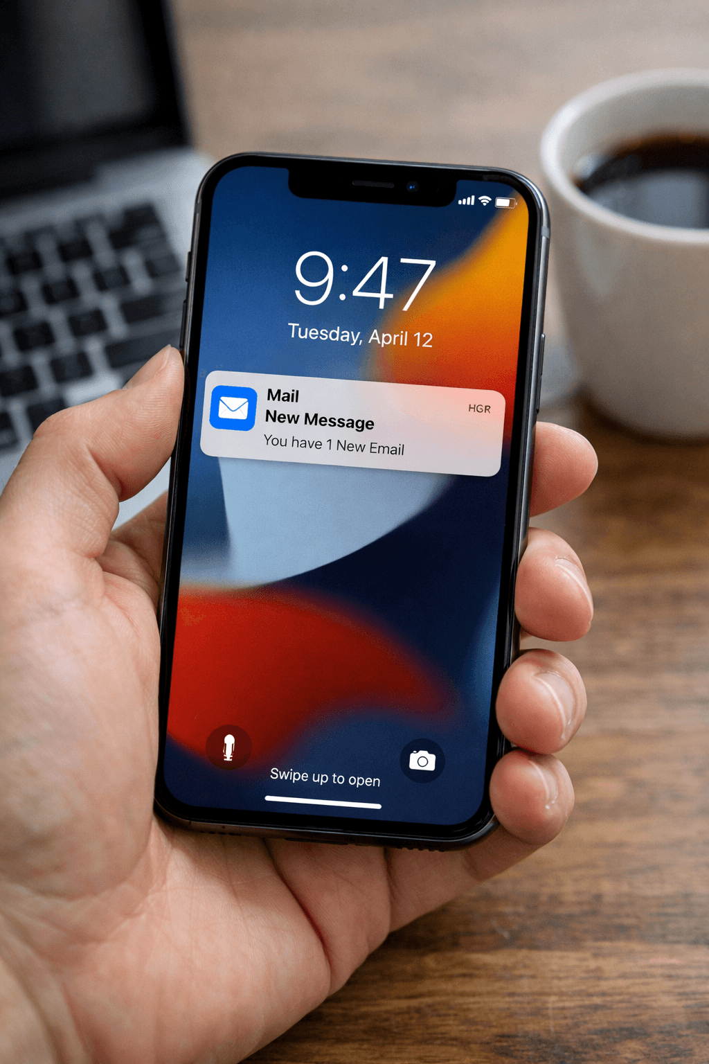 Laptop with email notification